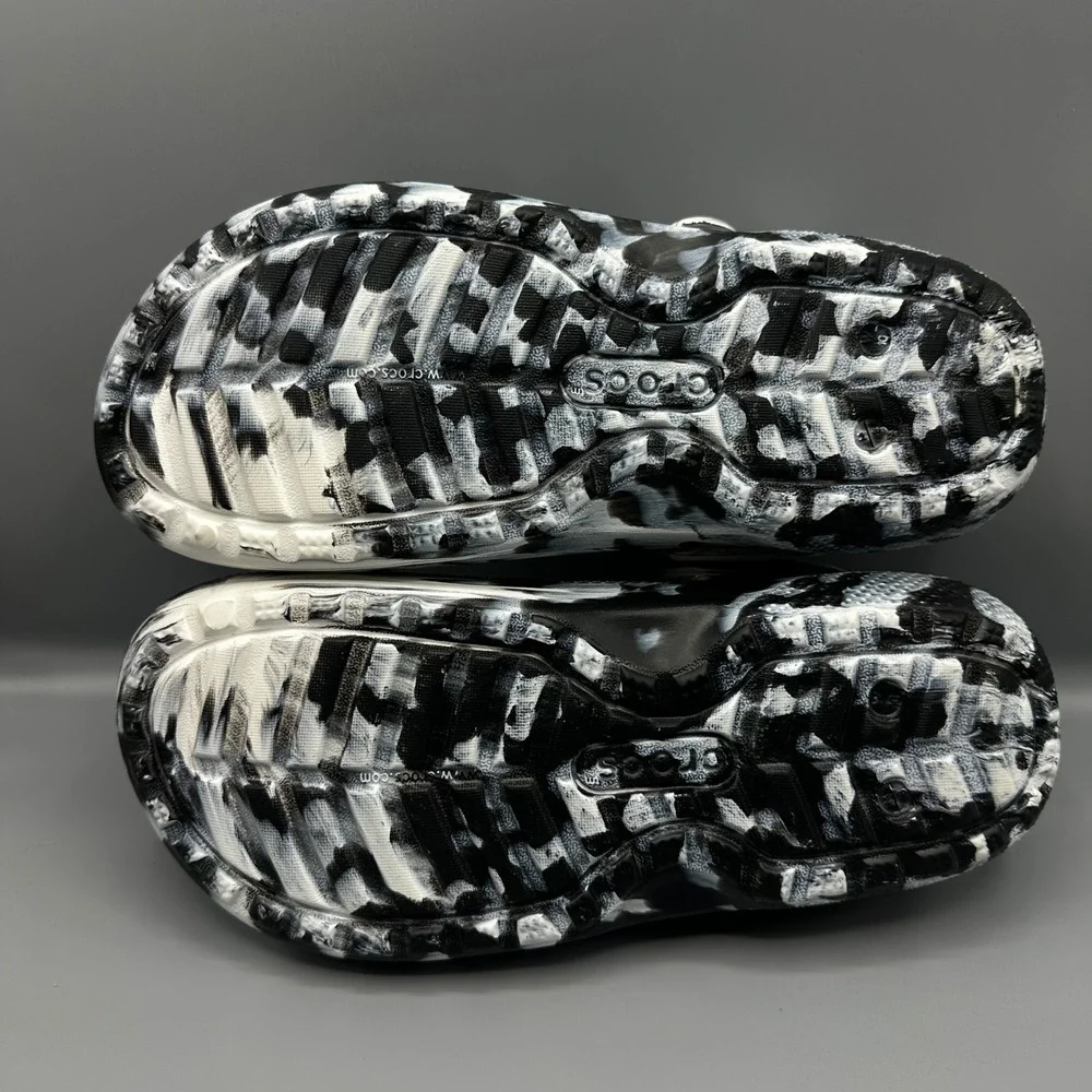 Crocs Classic Lined Clog Black White Marble Tie Dye Mens 8 Womens 10 206630